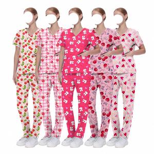 Nouveaux ensembles d'uniformes médicaux pour femmes imprimés de dessins animés avec pantalon droit – Tenues confortables pour infirmières et médecins - Product Image 4