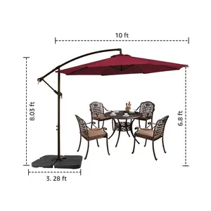 Patio fer Dia.3m parapluie banane jardin parapluie extérieur parasol léger