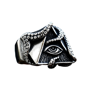 Anillo de acero de titanio Retro Vintage Unisex, acero inoxidable 316L, Ojo del diablo fundido, pulpo plateado para boda, regalo al por mayor - Product Image 6