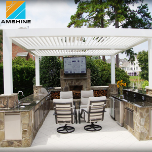 Pérgola de Aluminio Motorizada <span class=keywords><strong>con</strong></span> Techo de Lamas Ajustables para Jardín y Patio, Cubierta Exterior <span class=keywords><strong>con</strong></span> Cortina Lateral - Product Image 6