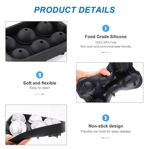 Dễ Dàng Phát Hành Tái Sử Dụng Sphere Molds Rõ Ràng <span class=keywords><strong>Ice</strong></span> Ball Maker Polypropylene Silicone <span class=keywords><strong>Ice</strong></span> <span class=keywords><strong>Cube</strong></span> Khay Với Nắp - Product Image 6