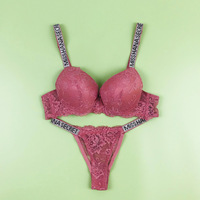 Ensemble de lingerie sexy en dentelle anglaise personnalisée TJS166, string en nylon à armatures, soutien-gorge string pour femmes matures