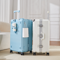 Bagage rigide avec téléphone et porte-gobelet sacs de voyage à coque rigide usb valise bagage en aluminium ensemble de 3 pièces