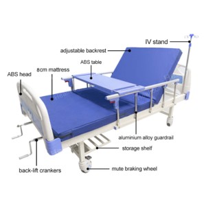 Económica habitación de <span class=keywords><strong>Hospital</strong></span> muebles ajustables de acero inoxidable ABS 2 dos manivela Manual de paciente de la cama - Product Image 3