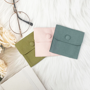 Mini pochette de luxe en faux daim souple, style enveloppe, avec bouton, pour bijoux, cadeaux de mariage, logo personnalisé imprimé, petite taille - Product Image 2