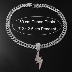 Nouveau Collier Pendentif Éclair Hiphop Personnalisé Vintage Plaqué Or en Alliage pour Hommes, Bijoux Tendance 2026, Vente Chaude - Product Image 5