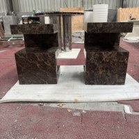 Table de chevet en pierre naturelle de luxe, table d'appoint en marbre Emperador foncé pour salon