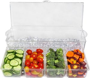 Grand bac à condiments en plastique réfrigéré avec 5 contenants, stockage alimentaire écologique pour accessoires de bar - Product Image 6