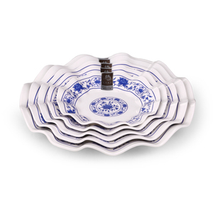 Fiore di peonia Disegno Melamina Si Presenta Come Porcellana <span class=keywords><strong>Blu</strong></span> <span class=keywords><strong>Set</strong></span> di Piastre - Product Image 3