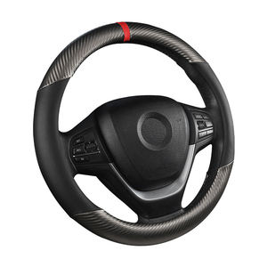 Protector de volante de <span class=keywords><strong>coche</strong></span> de PU colorido de 37CM, bolso Opp negro de fibra de carbono, <span class=keywords><strong>Abarth</strong></span>, <span class=keywords><strong>coche</strong></span> deportivo de <span class=keywords><strong>segunda</strong></span> <span class=keywords><strong>mano</strong></span>, cuero Artificial negro - Product Image 1