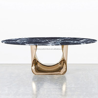 Mobilier de maison de luxe en usine en Chine Ensemble table à manger moderne en marbre blanc et or Conception ronde circulaire pour appartement