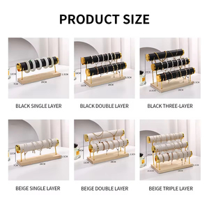 Bán Buôn Tùy Chỉnh Thiết Kế Nhiều Lớp T-Hình Da Lộn Rắn Gỗ Vòng Đeo Tay Đồng Hồ Vòng Cổ Trang Sức Hiển Thị Đứng Présentoir - Product Image 2