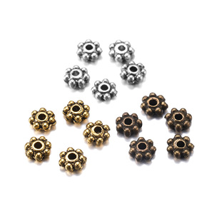 Antique Gold Mixed Color Flower Shape Alloy <b>Spacer</b> Beads For Jewelry Making 7 Petal Metal Beads Craft Accessories - Product Image 1