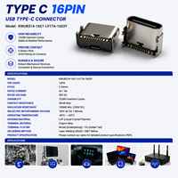 Connecteur USB Type C 16 broches SMT fiable pour carte d'interface de contrôle industriel PCB