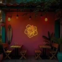 Décoration Murale Néon Étanche Rose Floral Kawaii pour Chambre Bohème Plage, Idéale pour Publicité et Ambiance Estivale