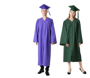 Togas de Graduación de Alta Gama para Estudiantes de Licenciatura, Maestría y Doctorado, Unisex, Estilo Liso Teñido, Directo de Fábrica - Product Image 1