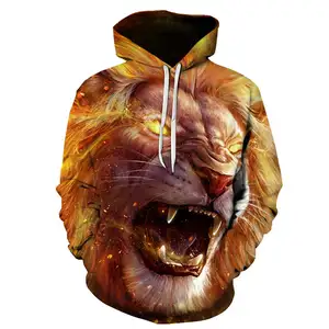 Men's Sweatshirt Funny Lion Fashion Plus Size S-5XL 3D Animal Printed Hoddies For Men Unisex Pullovers