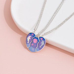 Nuove Collane per Bambini, Graziose Collane con Ciondolo a Forma di Farfalla Smaltata e Cuore, Set di Gioielli per Amici - Product Image 2