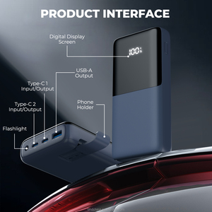 เครื่องชาร์จแบบพกพาหน้าจอดิจิตอล20000mAh 45W ชาร์จเร็วแบตเตอรี่สำรองพร้อมไฟ LED ชาร์จได้สำหรับการเดินทาง - Product Image 5