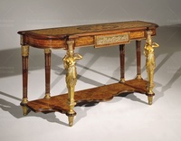 Meubles palais classique italien, Console de luxe en bois sculpté à la main, Table en marbre