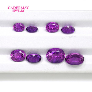 Cadermay Oval Violet Cultured Sapphire Loose Stone For Jewelry Making - Product Image 2