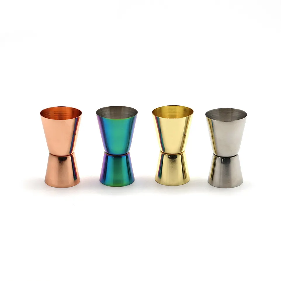 New Arrival Bar Tool Factory Direct Multicolor 15/30ml Iridescent Double Head Stainless Steel Jigger