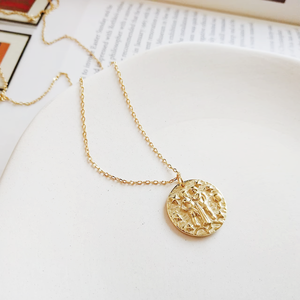 Rainboeking INS 패션 미니멀리스트 디자인 실버 925 18K 골드 바로크 쌍둥이 자리 동전 목걸이 - Product Image 2