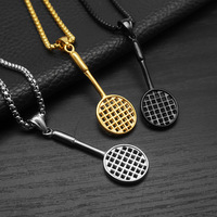 Liontin Raket Bulu Tangkis Kenang-kenangan Pribadi Anti Karat dari Baja Tahan Karat, Perhiasan Kalung Fashion Berkualitas untuk Pria