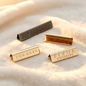 Own Design Custom Metal Brand Tags Engraved Metal <b>Name</b> <b>Plates</b> Private Sewable Labels for Apparel & Handbags - Product Image 1