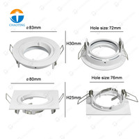 Soporte de Luminaria Downlight Empotrable para Techo a Elegir Cuadrado o Redondo, Carcasa de Módulo de Foco COB, Casquillo GU10 GU5.3 MR16 para Luz de Foco LED