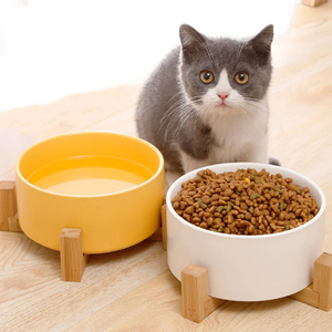 Large Feeder Dish for Dogs Cats Feeding Puppy <strong>Pet</strong> Supplies Dog <strong>Bowl</strong> Cat Food Water <strong>Bowls</strong> with Wood Stand No Spill - Product Image 1