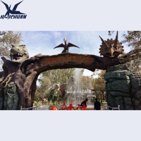 Fibre de verre Silicone caoutchouc dinosaure parc à thème entrée décoration personnalisée dinosaure jurassique parc d'attractions porte