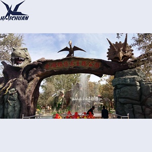 Entrada de parque temático de dinosaurio de goma de silicona de fibra de vidrio decoración personalizada Puerta de Parque de Atracciones Jurásico de dinosaurio - Product Image 4