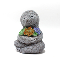 Pots de fleurs paresseux mignons petits Pots de plantes en résine jardinières d'animaux succulentes Cactus jardinage d'intérieur Pot de plantes solaire LED