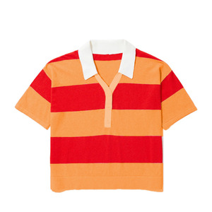 Magliette in <span class=keywords><strong>Maglia</strong></span> a Righe OEM in Misto Cotone e <span class=keywords><strong>Lino</strong></span> per Donne, T-Shirt a Maniche Corte Lavorata a <span class=keywords><strong>Maglia</strong></span>, Polo in <span class=keywords><strong>Maglia</strong></span> - Product Image 4