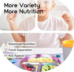 Lot de 2 assiettes en acier inoxydable pour enfants, assiettes divisées en portions de 9 "pour tout-petits et bébés, plats de <span class=keywords><strong>d</strong></span>îner incassables non toxiques - Product Image 3