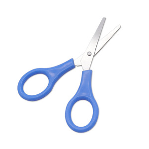 Blue Stainless Steel Scissors Straight Head Office Stationery Paper Cutting Small Size - Product Image 1
