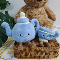 Théière en peluche JC Brand China UK Jelly Premium style Harrods, tasse à thé bleue, jouet en peluche super doux, anti-stress, cadeau d'anniversaire