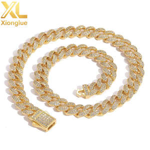 Fashion Hip Hop Jewelry 14K Gold Plated Miami Cuban Necklace Spring Clasp 12mm Bling CZ <b>Iced</b> <b>Out</b> Cuban Link <b>Chain</b> - Product Image 1