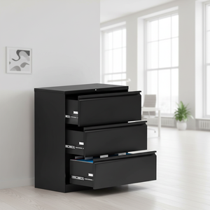 Armoire de rangement métallique à 2 tiroirs pour bureau à domicile, boîte de rangement en acier noir, tiroir réglable, organiseur de dossiers latéral - Product Image 1