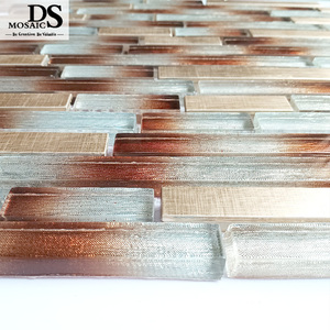 Orange Laminate Glass Mix Metal Mosaic Use for Wall Backsplash and TV <strong>Background</strong> and Bath Room Wall - Product Image 3