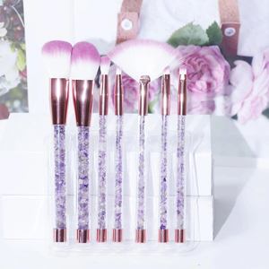 Pinceaux de maquillage en cristal de quartz rose, pierre précieuse améthyste, pinceau cosmétique - Product Image 2