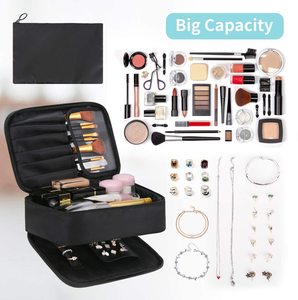 Borsa Organizer per Trucchi Professionale da <span class=keywords><strong>Viaggio</strong></span> Impermeabile Personalizzata per Donne, 2 in 1 con Portagioie e Tasca per Pennelli - Product Image 2