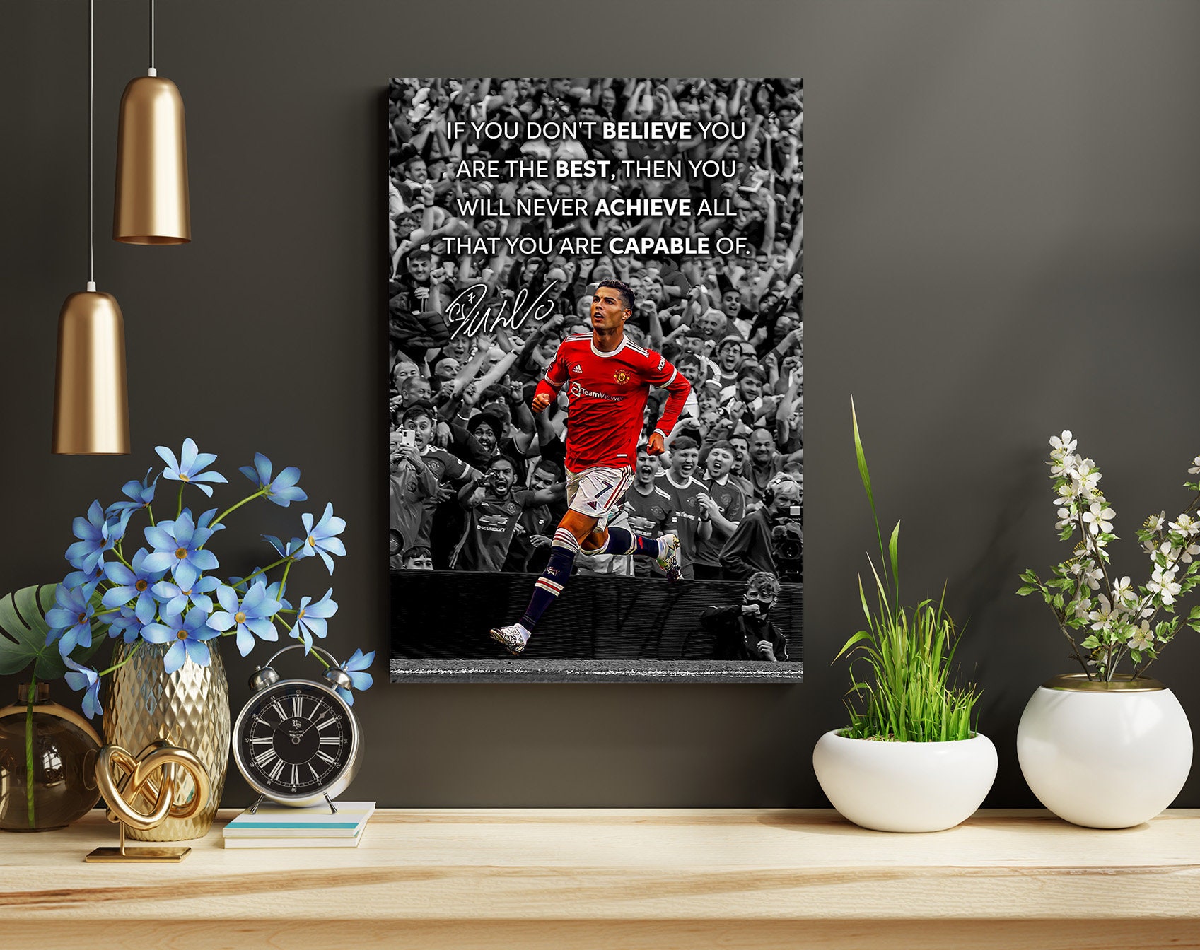 RONALDO MOTIVATIONAL CANVAS Art Football Soccer Sport Legend Wall Art, image size:1697x1344