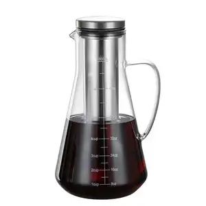 Yeni stil gıda sınıfı LFGB uzun borosilikat cam soğuk demlik ile demlemek sürahi buzlu kahve soğuk demlemek kahve makinesi