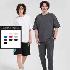 T-shirts tendance pour hommes, t-<span class=keywords><strong>shirt</strong></span> oversize à épaules tombantes, unisexe, 10 couleurs, coton respirant, <span class=keywords><strong>tee</strong></span>-<span class=keywords><strong>shirt</strong></span> décontracté pour le sport quotidien - Product Image 1