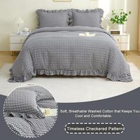 Ensemble de housse de couette 100% coton, imprimé à carreaux, avec fermeture éclair, ensemble de housse de couette écologique pour toutes les saisons