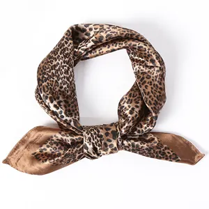 FENNYSUN petite écharpe carrée en Satin Polyester léopard, 60x60cm, petit foulard bon marché fabriqué en chine, enveloppe Fashion