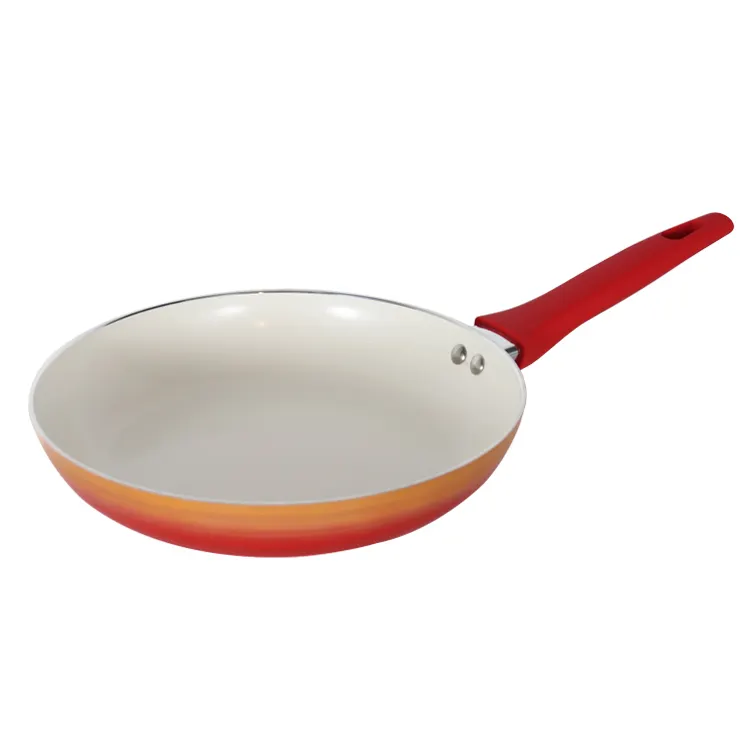 2022 New design aluminum forged red 24cm ceramic frying pan electrical induction pan frying cookware