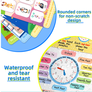 4 pezzi per set <span class=keywords><strong>Poster</strong></span> educativo impermeabile e resistente allo strappo per i bambini che imparano il tempo/alfabeto/la mia fattoria biologica/universo - Product Image 4